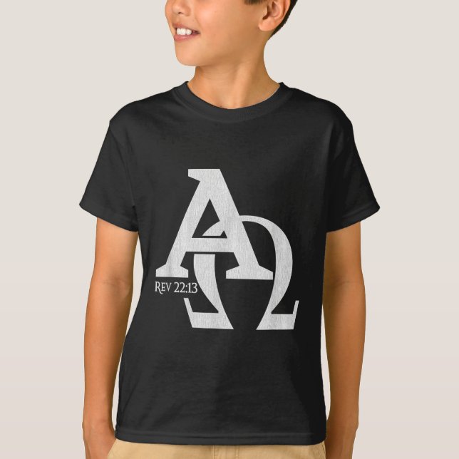 Christian Design - Alfa och Omega - den grekiska t Shirt (Framsida)
