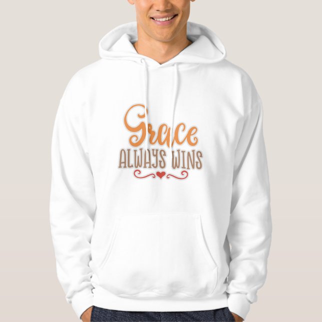 Christian Design Grace vinner alltid Hoodie (Framsida)