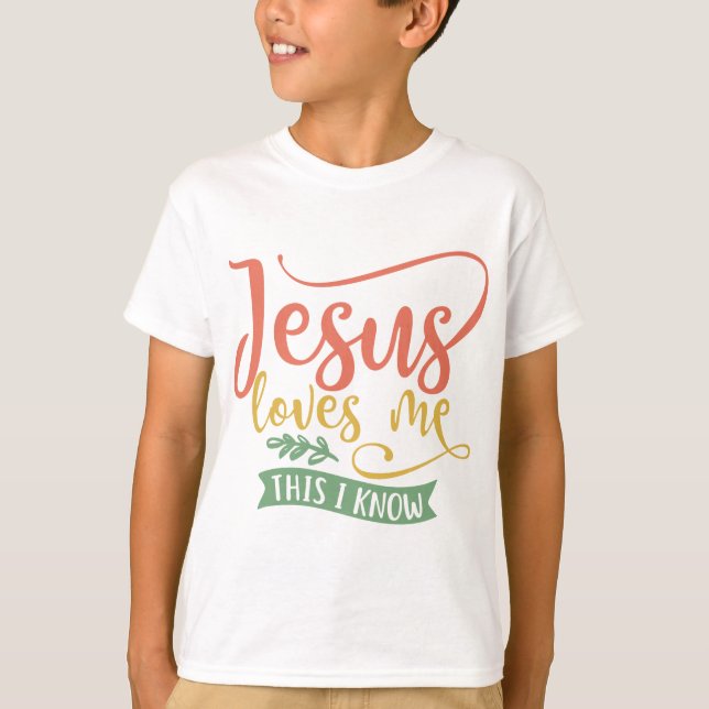Christian Design Jesus Kärlek mig. Jag vet T Shirt (Framsida)