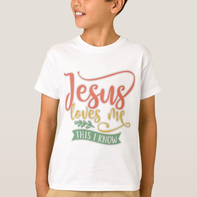 Christian Design Jesus Kärlek mig. Jag vet T Shirt (Framsida)