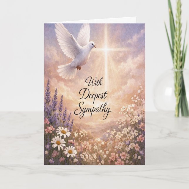 Christian Dove and Cross Sympathy Card Kort (Framsida)