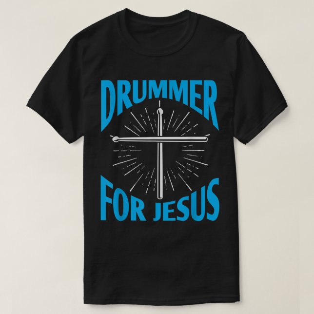 Christian Drummer för Jesus Drums Sticks Drumming T Shirt (Design framsida)
