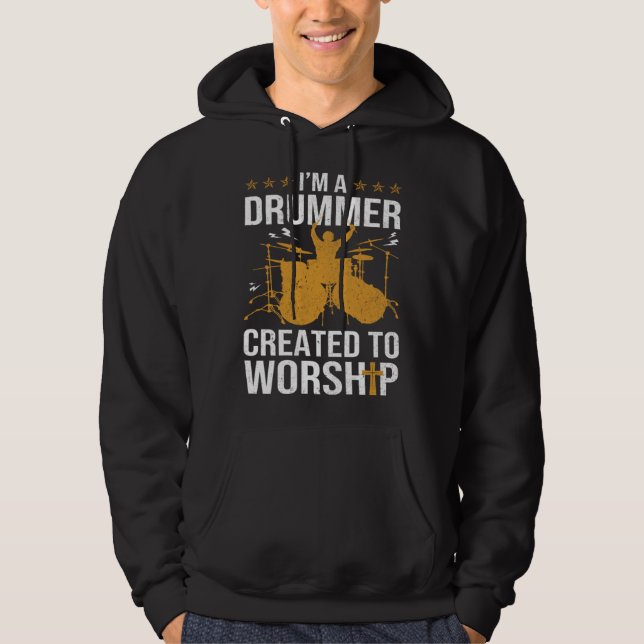 Christian Drummer For Men Women Drum Player Hoodie (Framsida)