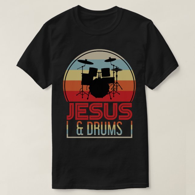 Christian Drummer Gift Drums Music Jesus Kristus T Shirt (Design framsida)