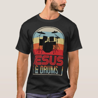 Christian Drummer Gift Drums Music Jesus Kristus T Shirt
