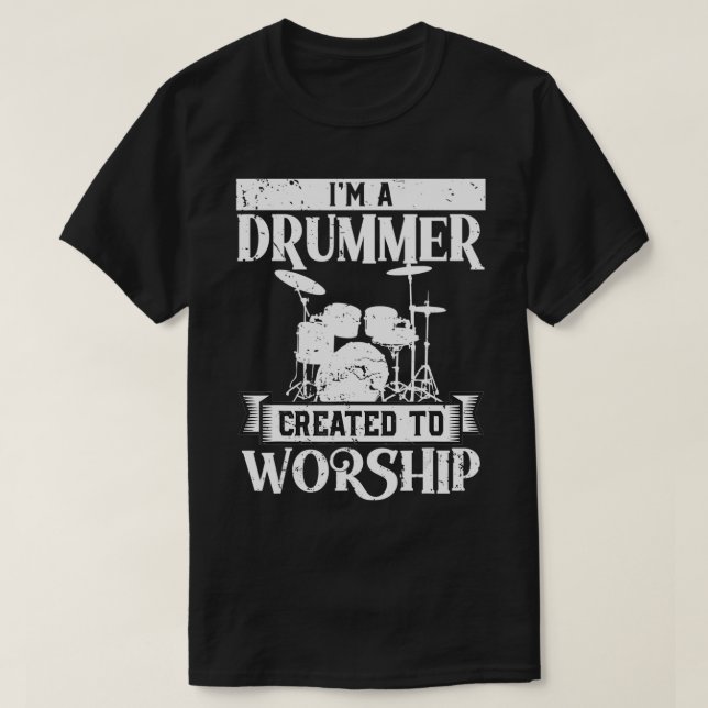 Christian Drummer Gift Idea för Drummers WHO Sten T Shirt (Design framsida)