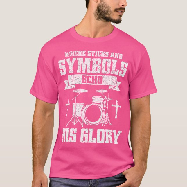 Christian Drummer Jesus Drumming Drums Percussion T Shirt (Framsida)