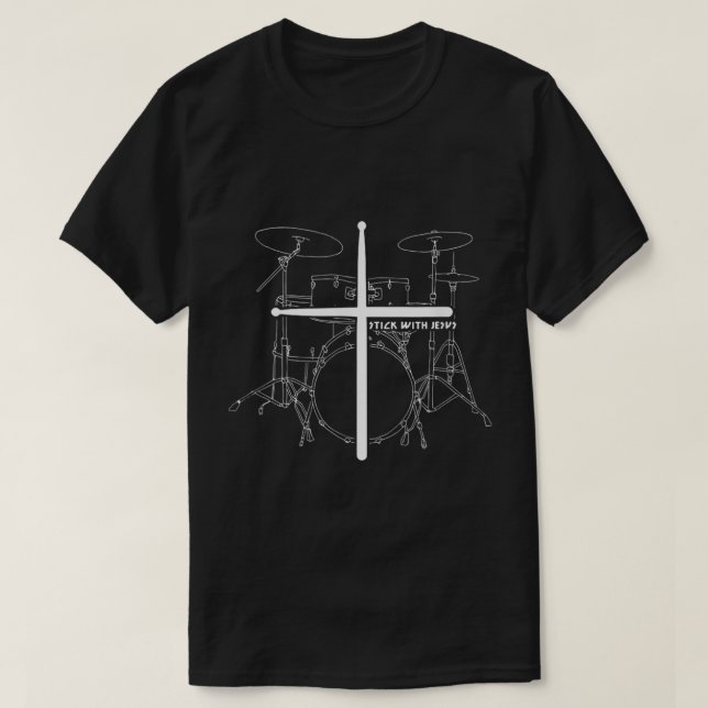 Christian Drummer Stick med Jesus Kristus Drum Sti T Shirt (Design framsida)