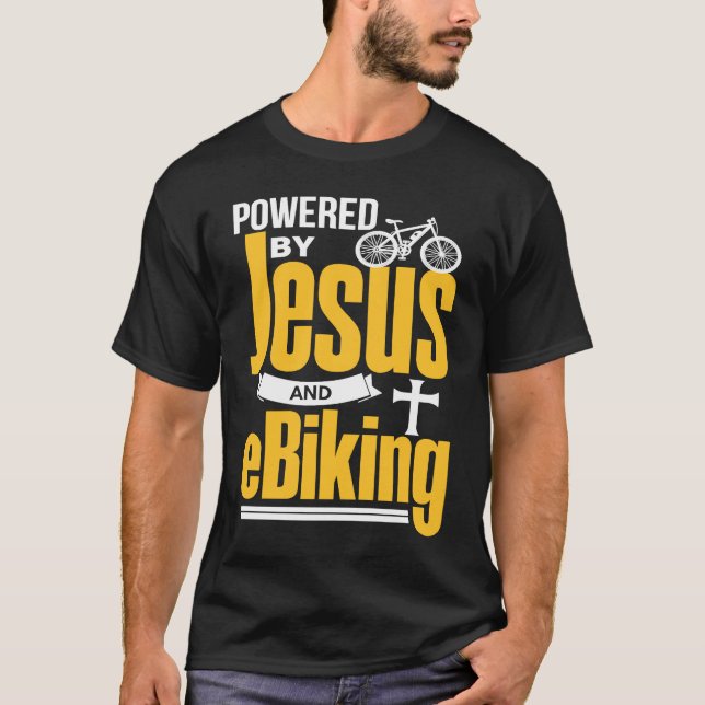 Christian E Biker Jesus EBike Electric Bike E Bik T Shirt (Framsida)