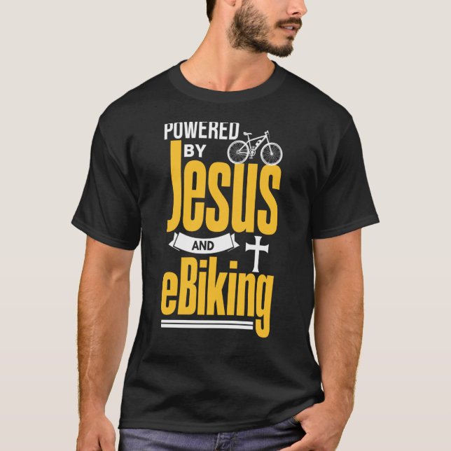 Christian E Biker Jesus EBike Electric Bike E Biki T Shirt (Framsida)