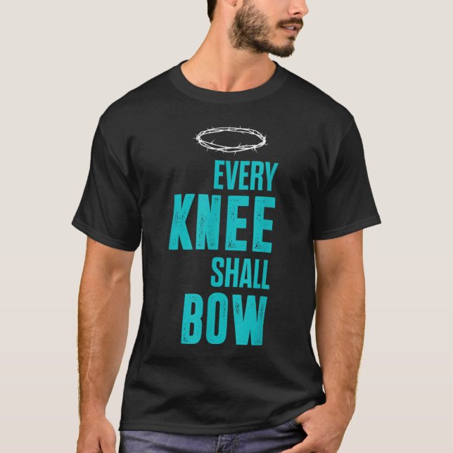 Christian each Knee Bow Romans Bible Verse T Shirt (Framsida)