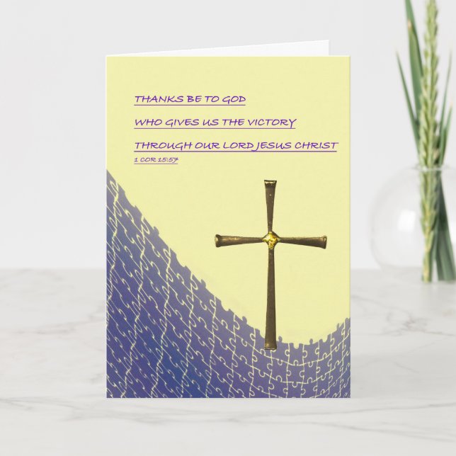 Christian Easter Card with empty gold cross Kort (Framsida)