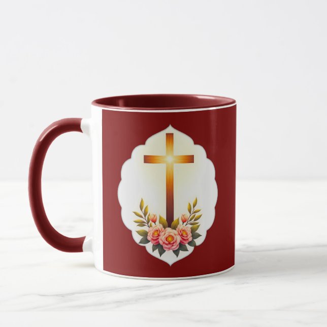 Christian Easter Cross with Flowers – caneca Mugg (Vänster)