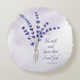 Christian Encouragement Lavender med Scripture Rund Kudde