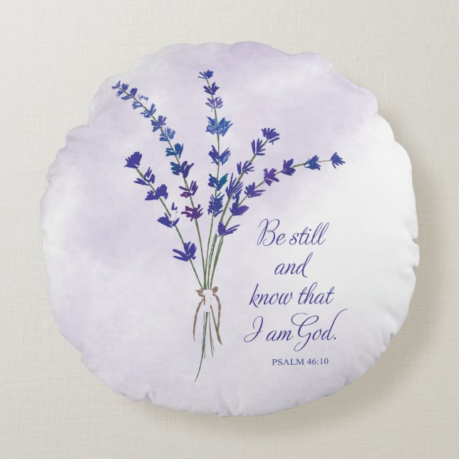Christian Encouragement Lavender med Scripture Rund Kudde (Framsidan)