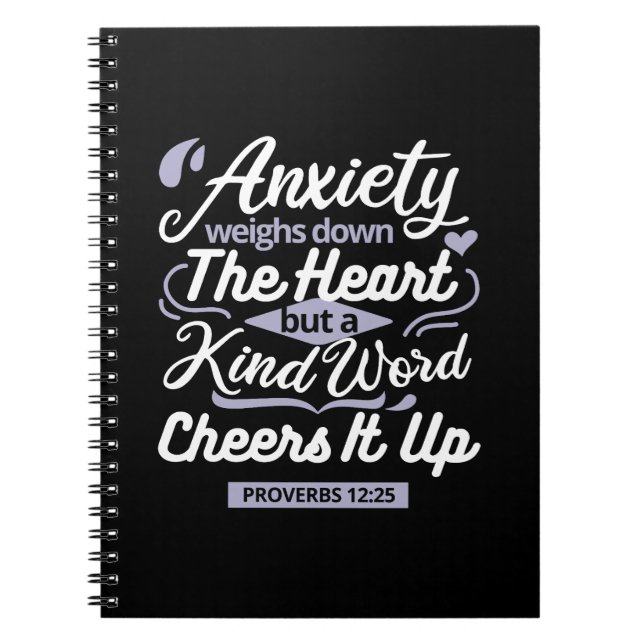 Christian Encouragement Quote – Anxiety & Kindness Anteckningsbok (Framsidan)