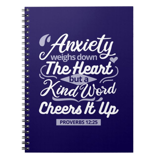 Christian Encouragement Quote – Anxiety & Kindness Anteckningsbok (Framsidan)
