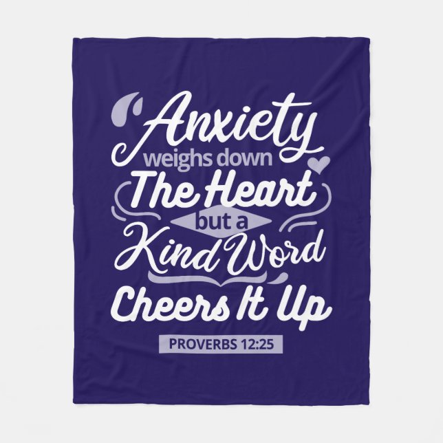 Christian Encouragement Quote – Anxiety & Kindness Fleecefilt (Framsidan)