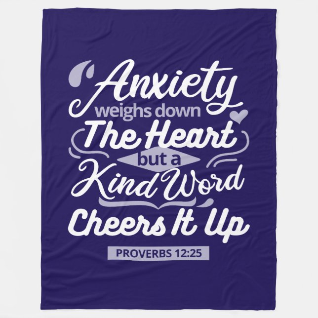 Christian Encouragement Quote – Anxiety & Kindness Fleecefilt (Framsidan)