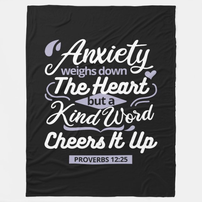 Christian Encouragement Quote – Anxiety & Kindness Fleecefilt (Framsidan)