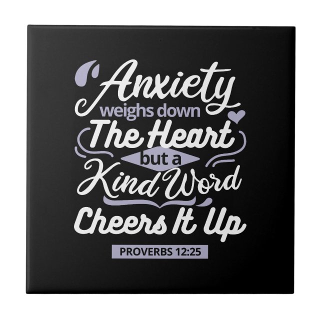 Christian Encouragement Quote – Anxiety & Kindness Kakelplatta (Framsidan)