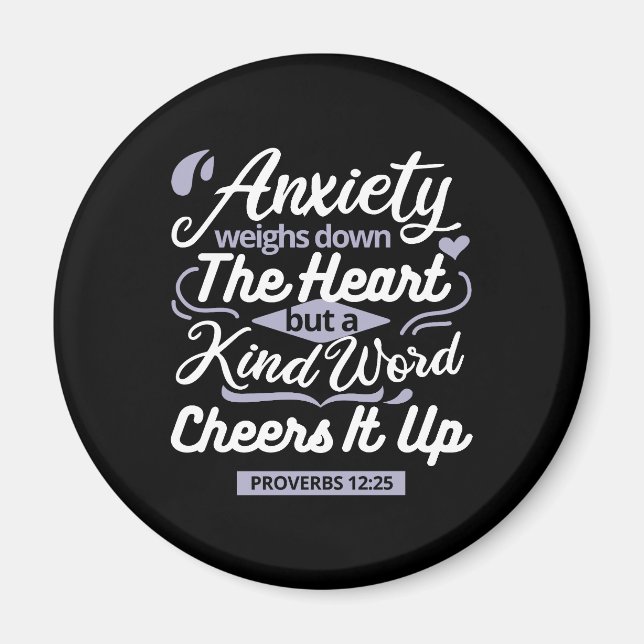 Christian Encouragement Quote – Anxiety & Kindness Magnet (Framsidan)