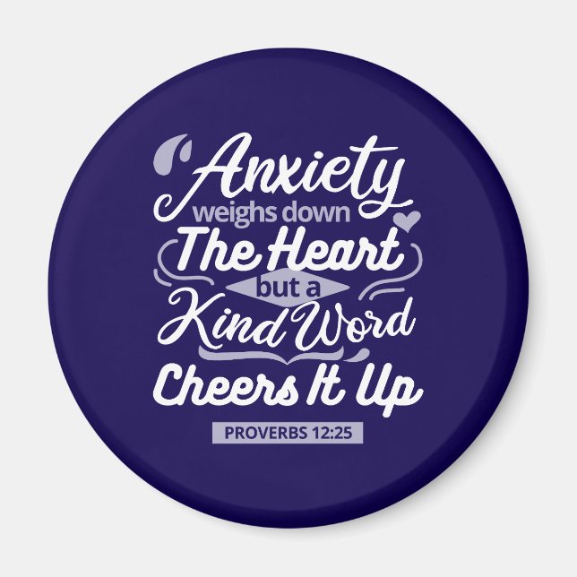 Christian Encouragement Quote – Anxiety & Kindness Magnet (Framsidan)