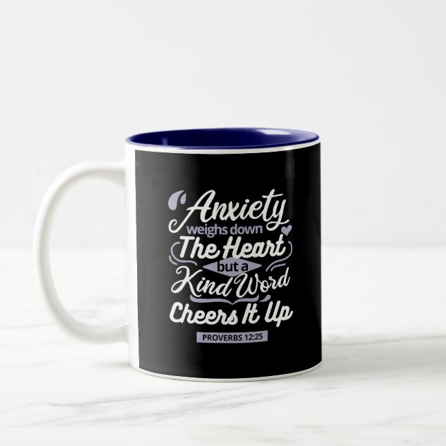 Christian Encouragement Quote – Anxiety & Kindness Två-Tonad Mugg (Vänster)