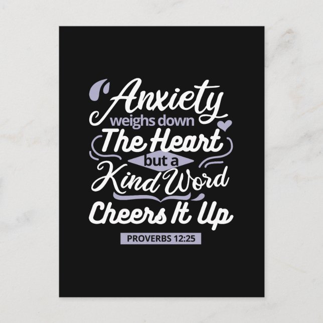 Christian Encouragement Quote – Anxiety & Kindness Vykort (Framsida)