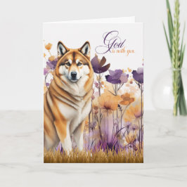 Christian Enmod Akita Hund Lila Wildblommor Kort