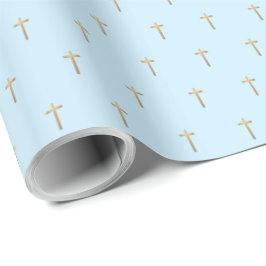 Christian Event Faux Guld Kor Mönster Blue Presentpapper