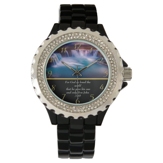 Christian Faith a Vattenfall John 3:16 Armbandsur (Framsida)