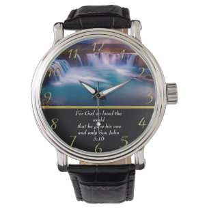 Christian Faith a Vattenfall John 3:16 Armbandsur