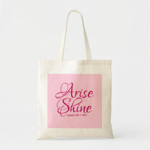 Christian Faith Arise och Shine Bible Verse Rosa Tygkasse