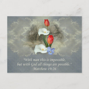 Christian Faith Art ~ Matthew 19:26 Vykort