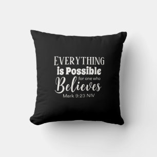 Christian Faith Bible Verse Tro Black Kudde