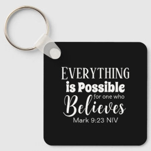 Christian Faith Bible Verse Tro Black Nyckelring