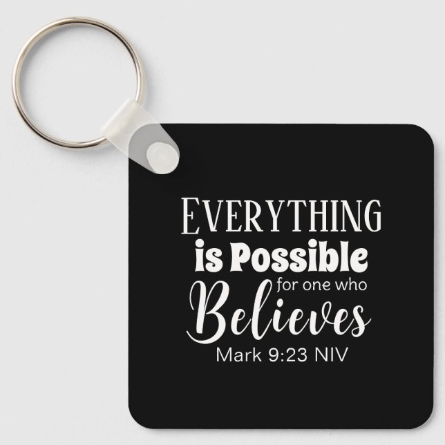Christian Faith Bible Verse Tro Black Nyckelring (Framsida)