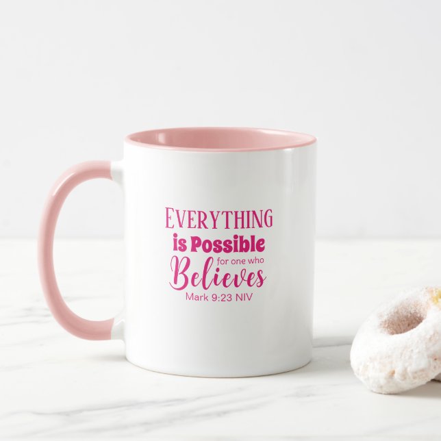 Christian Faith Bible Verse Tro Rosa Mugg (Med munk)