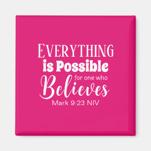 Christian Faith Bible Verse Tro Shock rosa Magnet