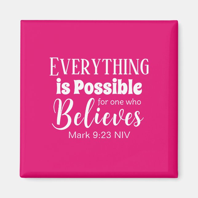 Christian Faith Bible Verse Tro Shock rosa Magnet (Framsidan)