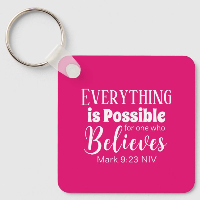 Christian Faith Bible Verse Tro Shock rosa Nyckelring (Framsida)