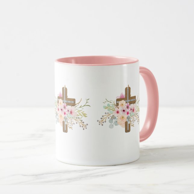 Christian Faith Blommigt Kor Mugg ADD TEXT (Framsida höger)