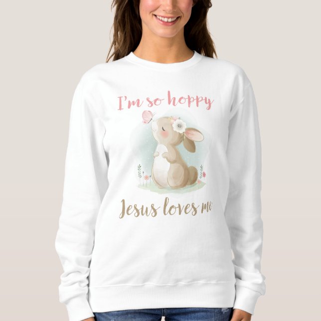 Christian Faith Girls I är So Hoppy Jesus Kärlek M T Shirt (Framsida)