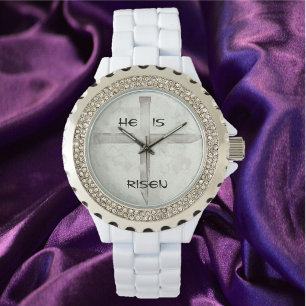 Christian Faith He Is Risen Nail Cross Armbandsur