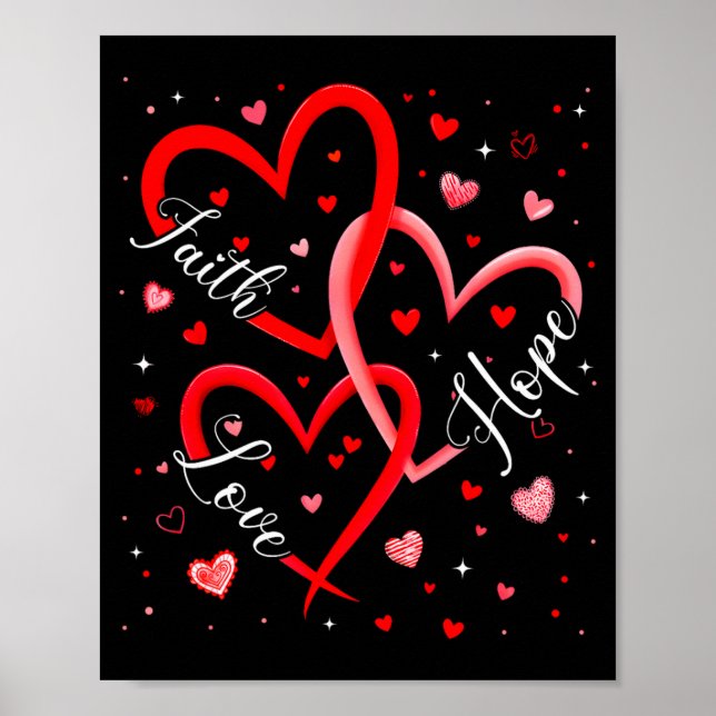 Christian Faith Hope Love Hearts Religious Valenti Poster (Framsidan)