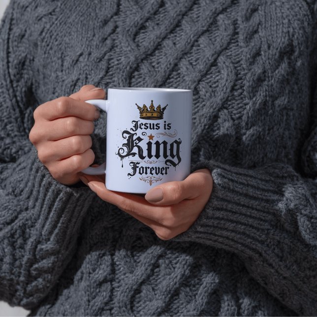 Christian Faith Jesus är Kung Forever Kaffemugg (Christian Faith Jesus Is King Forever Coffee Mug)