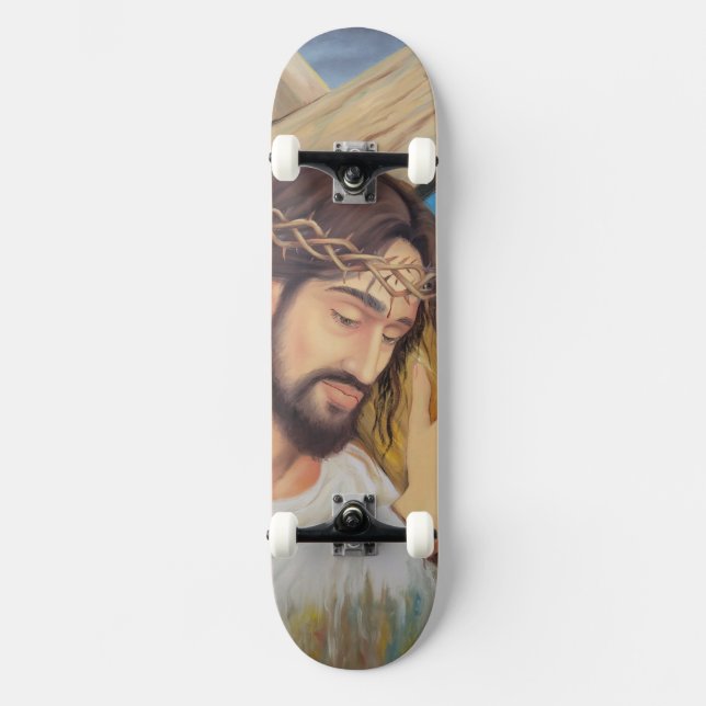 Christian Faith Jesus Kristus Mini Skateboard Bräda 18,5 Cm (Framsida)