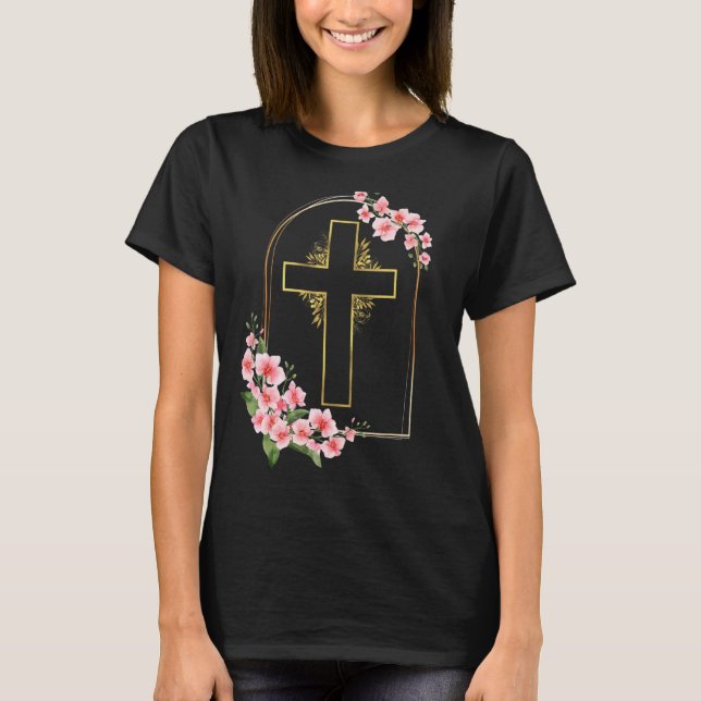 Christian Faith Jesus Religion är Gud Kor Flower T Shirt (Framsida)