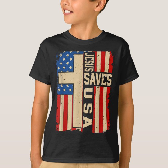 Christian Faith Jesus Save Usa Patriotic American  T Shirt (Framsida)